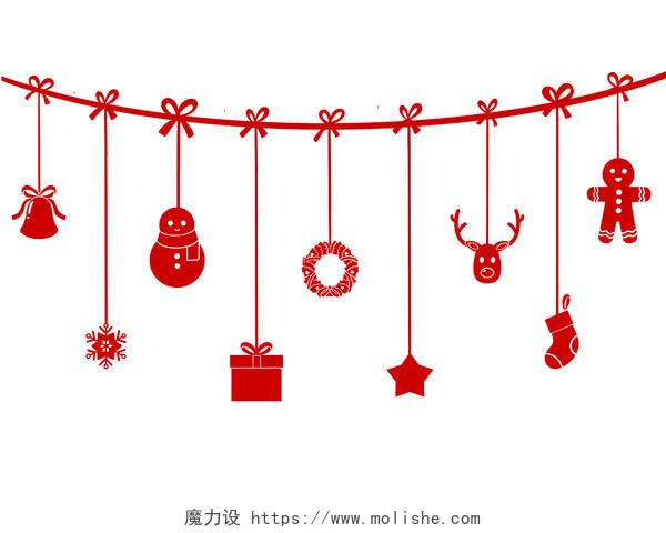 手绘圣诞节可爱装饰雪人花环礼物麋鹿雪花糖果元素圣诞节装饰